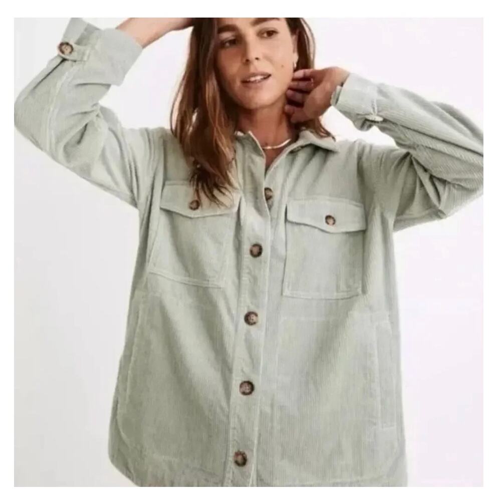 Madewell corduroy Shacket mint green SZ XL